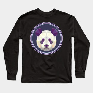 Panda Colorful Pop Art Geometric Head Cute Bear Long Sleeve T-Shirt